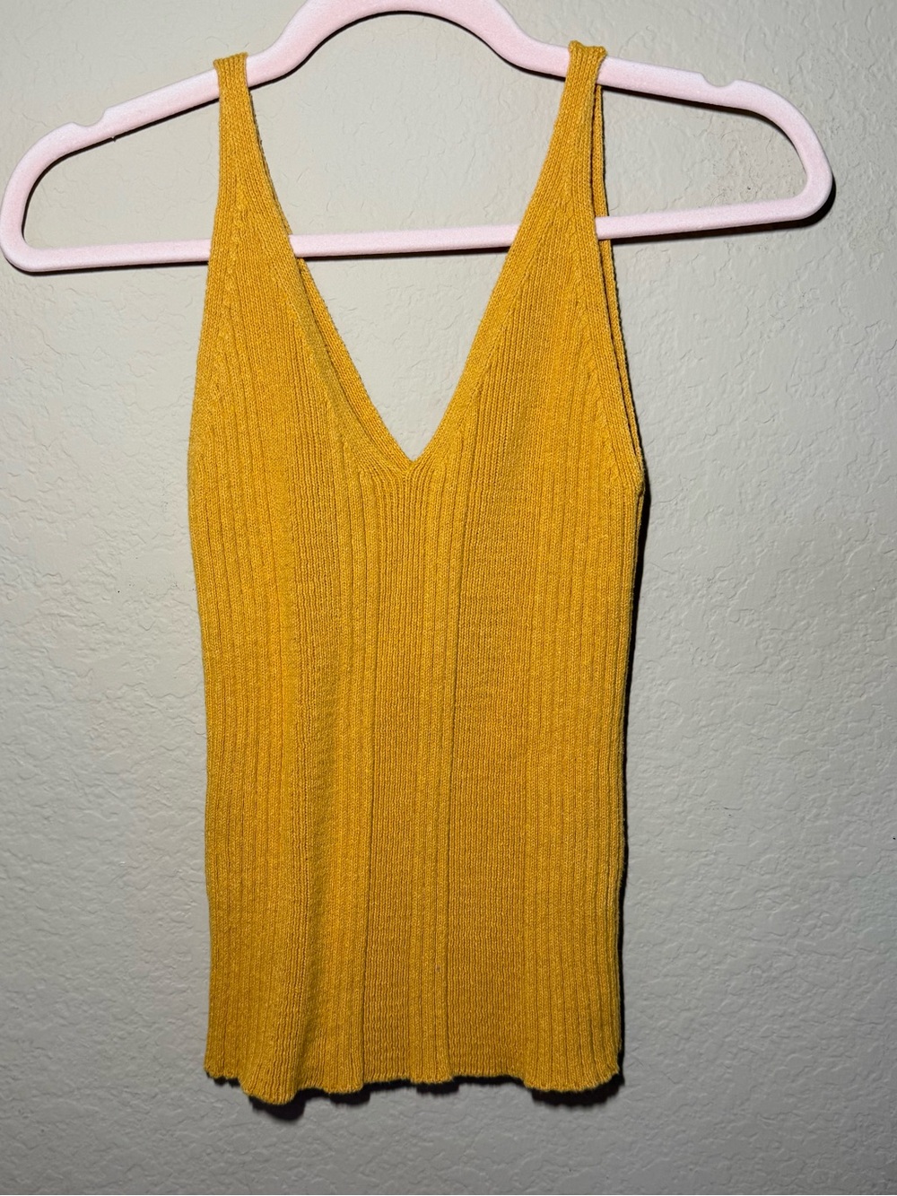 Anthropologie Mustard Yellow Ribbed Sweater Tank Top Size S